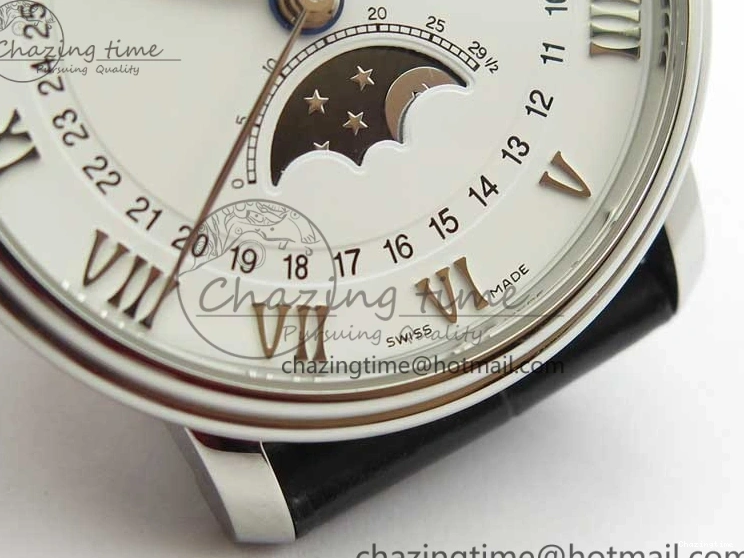 0128 MultiPurpose Villeret 6654 SS Complicated Function OMF 1:1 Best Edition White Dial on Black Leather Strap A6654 V 7901